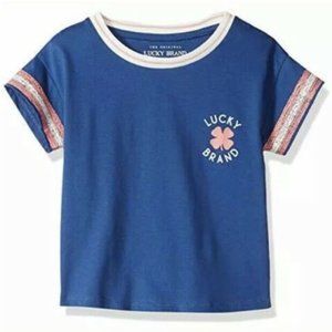 Lucky Brand Galaxy Blue Girl's Usa 4-5 Logo Tee